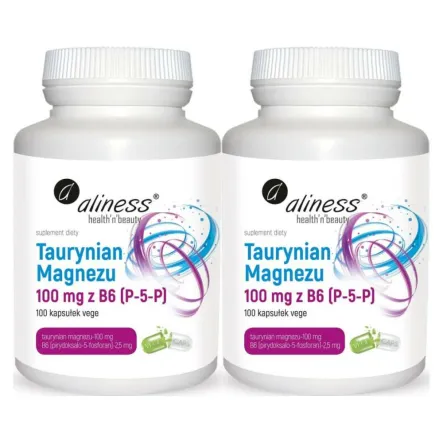 2 x Taurynian Magnezu 100 mg B6 100 Kapsułek Aliness