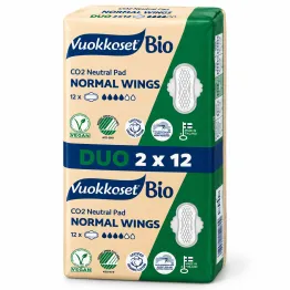 Podpaski Higieniczne ze Skrzydełkami Normal 24 Sztuki - Vuokkoset Bio