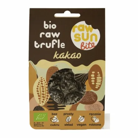 Trufle Kakaowe Bio 105 g Raw Sun Bite - Przecena Krótka Data Minimalnej Trwałości