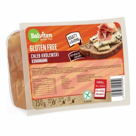 Chleb Bezglutenowy Królewski z Ziarnami Ciemny Supreme 250 g - Balviten - Przecena Krótka Data Minimalnej Trwałości