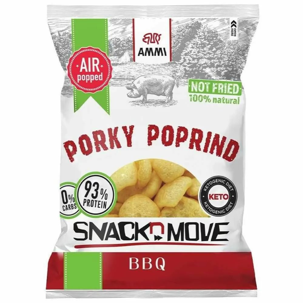 Prażynki Wieprzowe Keto Prażone Powietrzem BBQ 30 g - AMMI