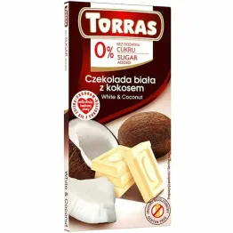 Czekolada Biała z Kokosem Bezglutenowa Bez Dodatku Cukru 75 g - Torras