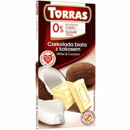 Czekolada Biała z Kokosem Bezglutenowa Bez Dodatku Cukru 75 g - Torras