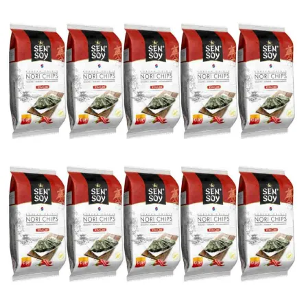 10 x Chipsy Nori Kimchi z Alg Morskich 4,5 g - Sen Soy