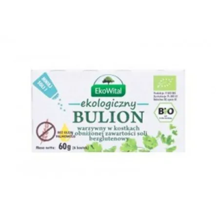 Bulion Warzywny w Kostkach Obniżona Zawartość Soli Bezglutenowy 60 g EkoWital