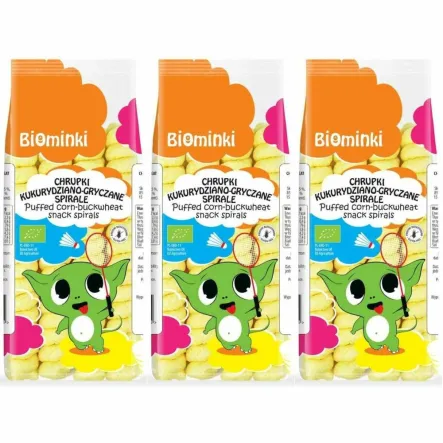 3 x Chrupki Kukurydziano-Gryczane Spirale Bezglutenowe Bio 60 g - Biominki