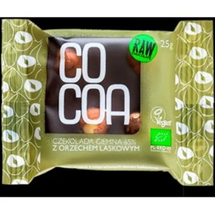 Czekolada Ciemna 65% Z Orzechami Laskowymi Bio 25 g RAW  Cocoa SuroVital