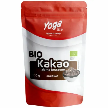  Kakao Ziarna Kruszone Surowe Bio 100 g - Yoga Life - Przecena Krótka Data Minimalnej Trwałości