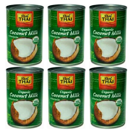 6 x Mleczko Kokosowe Eko Ekstrakt Kokosowy 85% 400 ml Real Thai