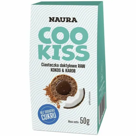 Ciasteczka Daktylowe RAW Kokos & Karob Bez Dodatku Cukru 50 g - Naura (data: 11.11.2025)