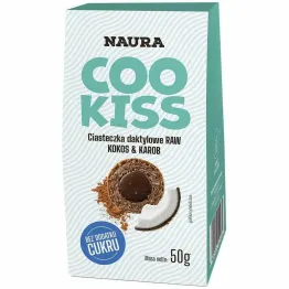 Ciasteczka Daktylowe RAW Kokos & Karob Bez Dodatku Cukru 50 g - Naura (data: 11.11.2025)