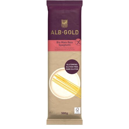 Makaron Kukurydziano-Ryżowy Spaghetti Bezglutenowy Bio 500 g Alb-Gold