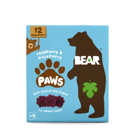 Przekąska Owocowa Paws Maliny i Jagody 20 g Bear - Przecena Krótka Data Minimalnej Trwałości