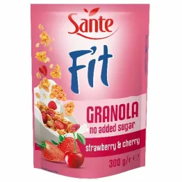 Fit Granola Truskawka & Wiśnia Bez Dodatku Cukru 300g - Sante