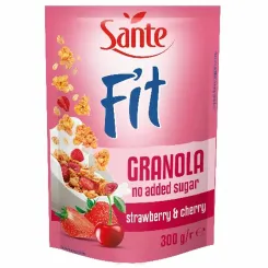 Fit Granola Truskawka and  Wiśnia Bez Dodatku Cukru 300g - Sante