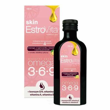 Estrovita Skin Sweet Lemon Kwasy Omega-3 Płyn Skóra Cera 150 ml - Skotan