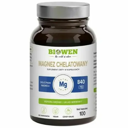 Magnez Chelatowany (Diglicynian Magnezu) 100 Kapsułek - Biowen