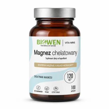 Magnez Chelatowany (Diglicynian Magnezu) 100 Kapsułek - Biowen