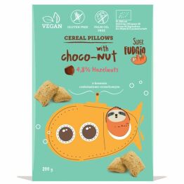 Poduszki Zbożowe z Kremem Czekoladowo Orzechowym Bezglutenowe Bio 200 g - Super Fudgio
