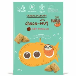 Poduszki Zbożowe z Kremem Czekoladowo Orzechowym Bezglutenowe Bio 200 g - Super Fudgio