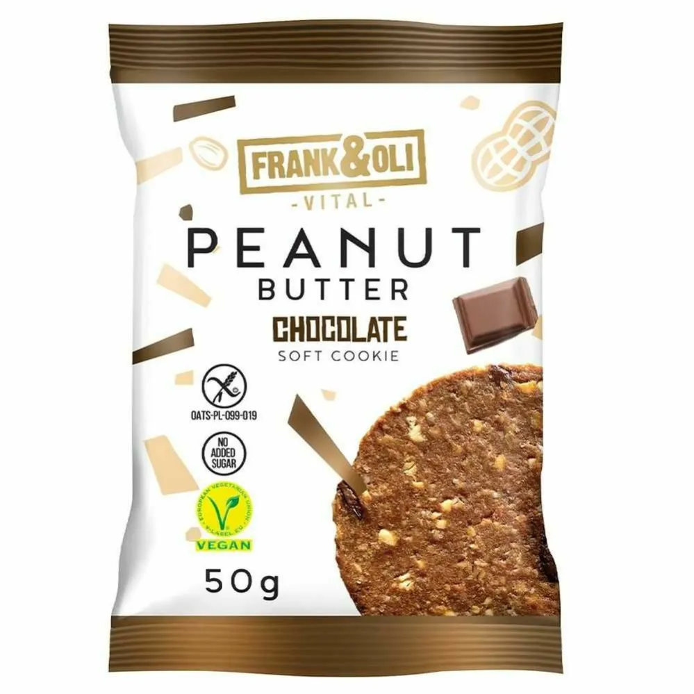 Wegańskie Bezglutenowe Ciasteczko Pasta Orzechowa z Czekoladą 50 g - Frank & Oli