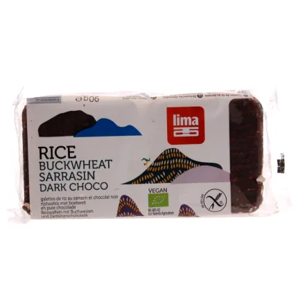 Wafle Ryżowe z Gryką i Gorzką Czekoladą Bezglutenowe Bio 90 g - Lima - Przecena Krótka Data Minimalnej Trwałości