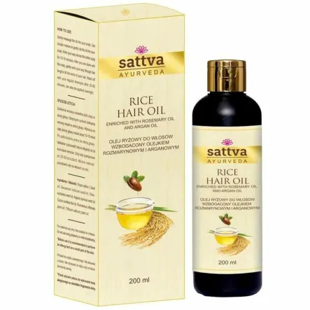 Olejek do Włosów Ryżowy z Olejkiem Rozmarynowym i Arganowym 200 ml - Sattva