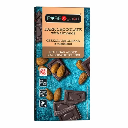 Czekolada Gorzka z Migdałami Bez Dodatku Cukru 75 g - Pure and Good