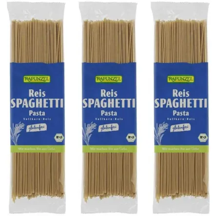 3 x Makaron Ryżowy Razowy Spaghetti Bezglutenowy Bio 250 g - Rapunzel