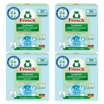 4 x Sodowe Tabletki do Zmywarek All in One 30 Sztuk - Frosch