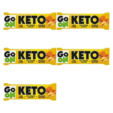 5 x Keto Baton Peanut Butter Low Carb Bez Dodatku Cukru 50 g - Go On