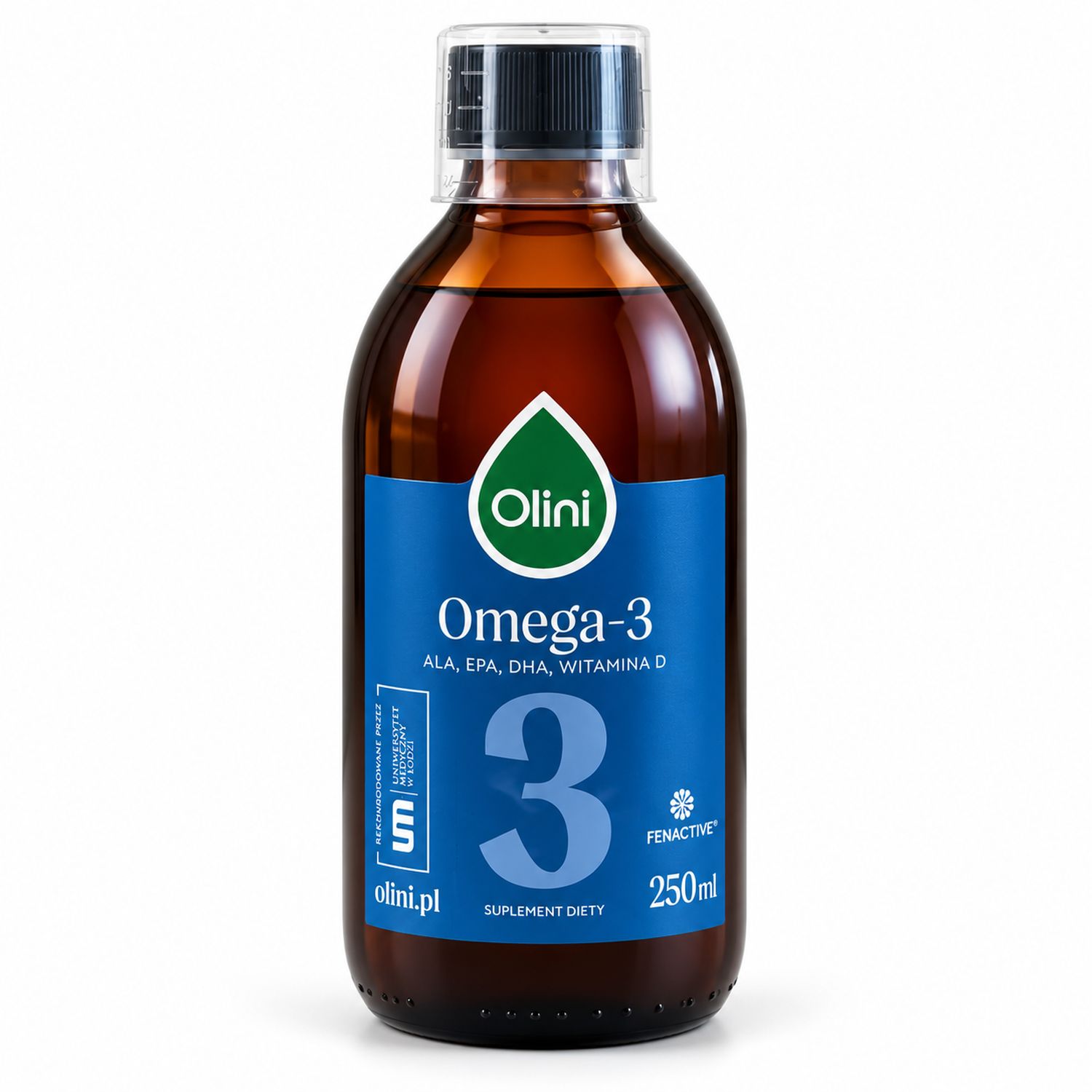 Olej Omega-3 ALA EPA DHA z Witaminą D i Fenactive 250 ml - Olini (COLD)
