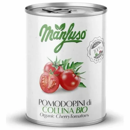 Pomidory Cherry w Puszcze BIO 400 g/ 240 g - Manfuso