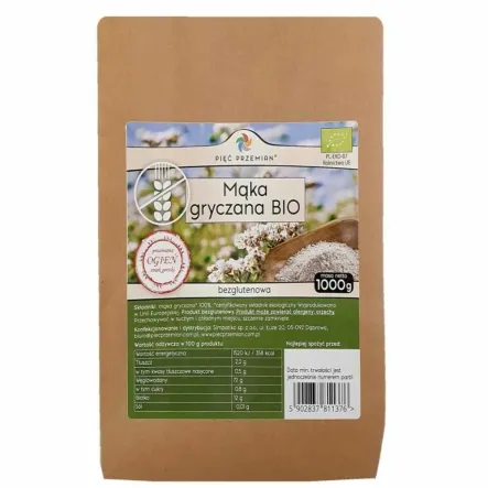 Mąka Gryczana Pełnoziarnista Bio 1 kg - Pięć Przemian
