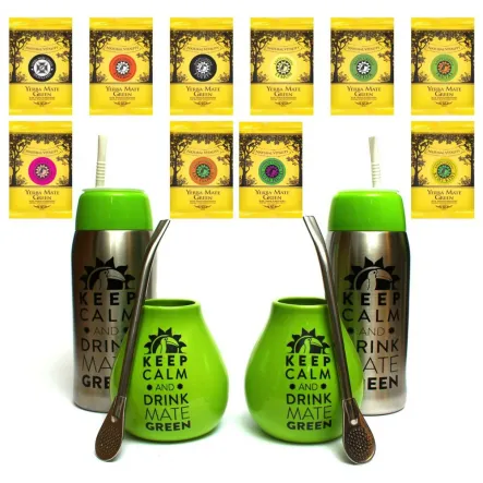 Zestaw Yerba Mate 10 x 50 g + 2 x Yerbomos Green 4.0 + 2 x Bombilla + 2 x Luka Green - 