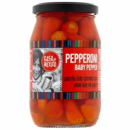 Papryka Pepperoni BABY Czerwona Cała 325 g (180 g) - Casa de Mexico