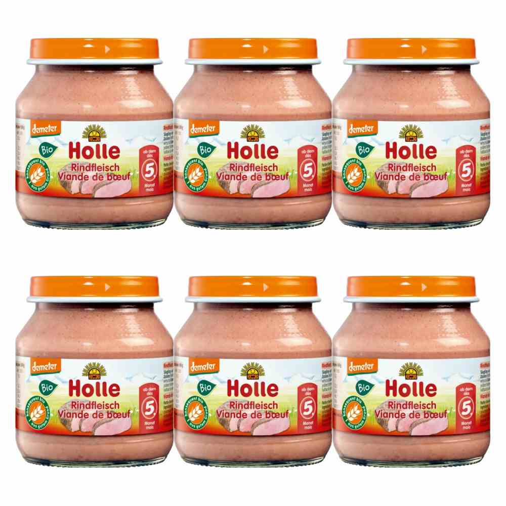 6 x Danie dla Niemowląt Mięso Wołowe Bio Demeter 125 g - Holle