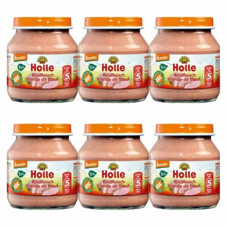 6 x Danie dla Niemowląt Mięso Wołowe Bio Demeter 125 g - Holle