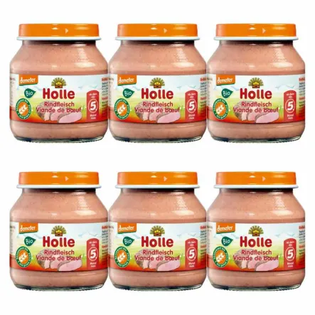 6 x Danie dla Niemowląt Mięso Wołowe Bio Demeter 125 g - Holle