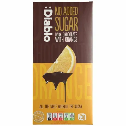 Ciemna Czekolada z Pomarańczą Bez Dodatku Cukru 75 g - Diab-lo DIABetic-LOw (data: 09.08.2025)