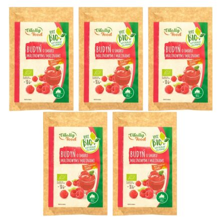 5 x Budyń o Smaku Malinowym z Malinami Bio 38 g - Vitally Food