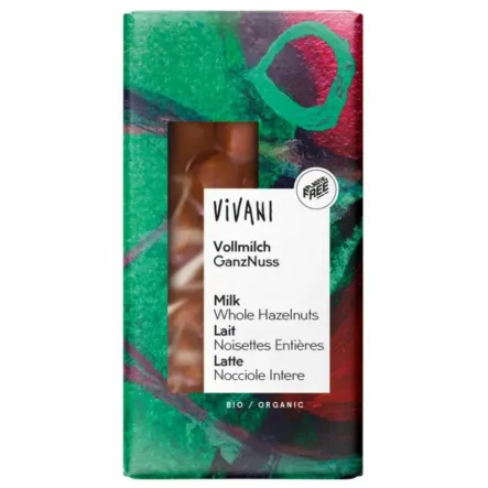 Czekolada Mleczna z Całymi Orzechami Bio 100 g Vivani