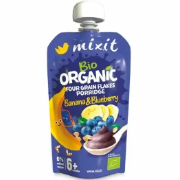 BIO Kaszka Czteroziarnista Banan & Jagoda Bez Dodatku Cukru 110 g - Mixit
