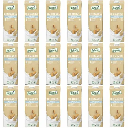 18 x Napój Migdałowy Bez Dodatku Cukrów Bezglutenowy Bio 1 L  UHT Natumi