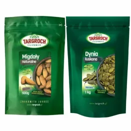 Migdały Naturalne Ciemne 500 g - Targroch + Pestki Dyni bez Łupiny Doypack 1 kg - Targroch