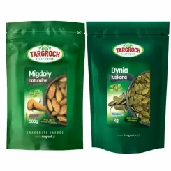 Migdały Naturalne Ciemne 500 g - Targroch + Pestki Dyni bez Łupiny Doypack 1 kg - Targroch