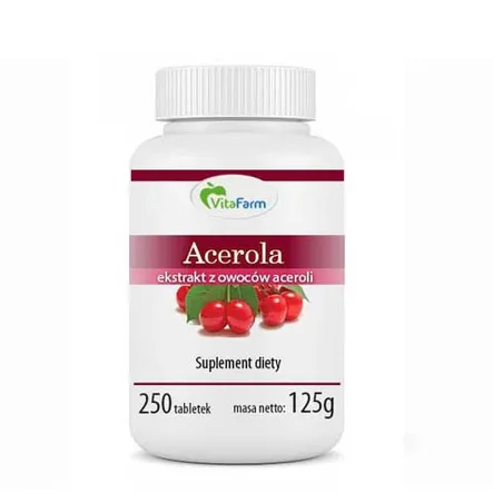 Acerola Tabletki 250 Sztuk - Vitafarm - Przecena Krótka Data Minimalnej Trwałości