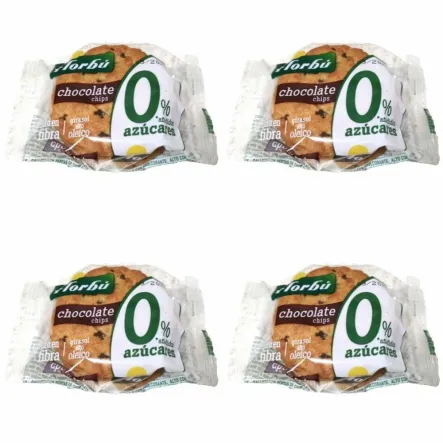 4 x Ciastka z Kawałkami Czekolady Bez Dodatku Cukru 45 g - Florbu