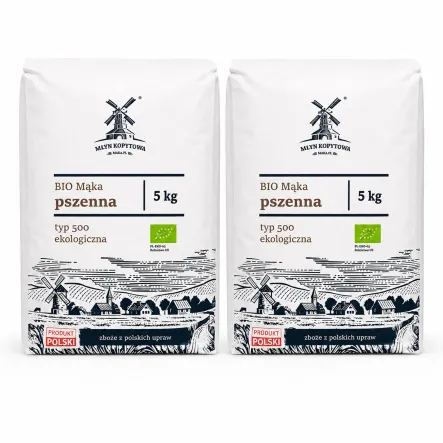 Mąka Pszenna Typ 500 Ekologiczna 10 kg (2 x 5 kg) - Młyn Kopytowa