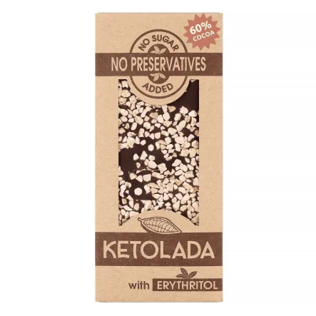 Ketolada® Czekolada 60% z Erytrytolem i Migdałami 100 g  - Czekolada bez dodatku cukru (07.05.2025)